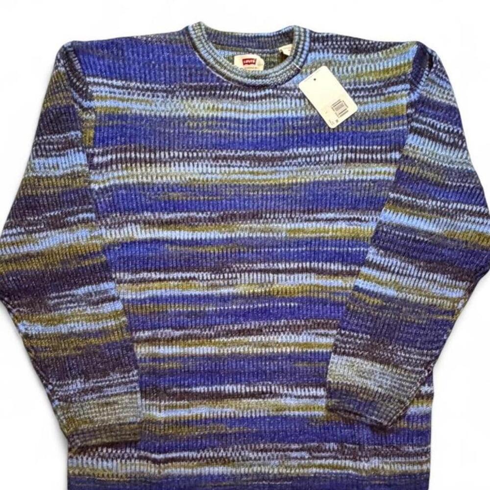 Levi's blue and green striped Crewneck sweater size large dimensions in the pict